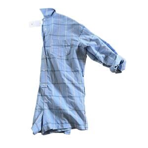 Things Between Blue Plaid Cotton Oxford Shorts Romper L NWT